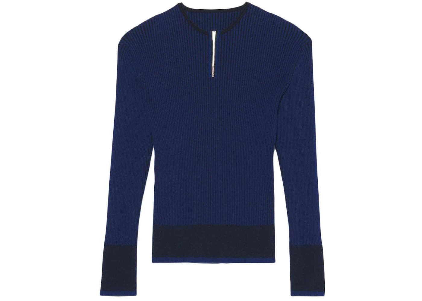Jacquemus La Maille Giallo Zipped Scuba Knit Sweater Dark Navy