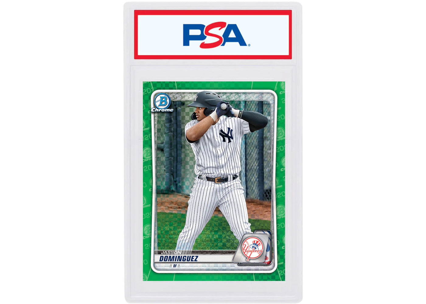 Jasson Dominguez 2020 Bowman Chrome X Green X-Fractor /31 #BCP-243 (PSA or BGS Graded)