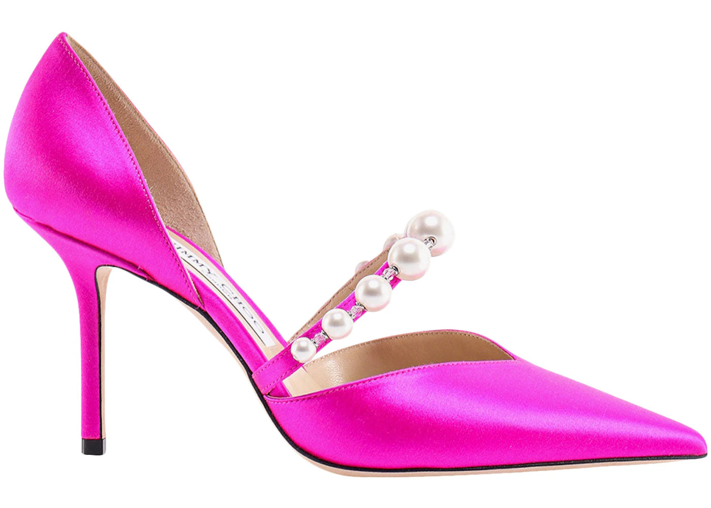 Jimmy Choo Aurelie 85mm Pearl Pump Fuchsia Satin