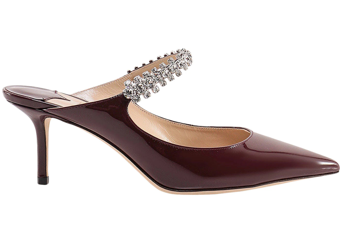 Jimmy Choo Bing 65mm Heeled Mule Burgundy Patent Leather