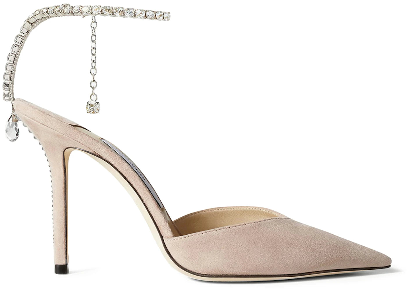 Jimmy Choo Saeda 100mm Pump Crystal Embellished Ballet Pink Suede