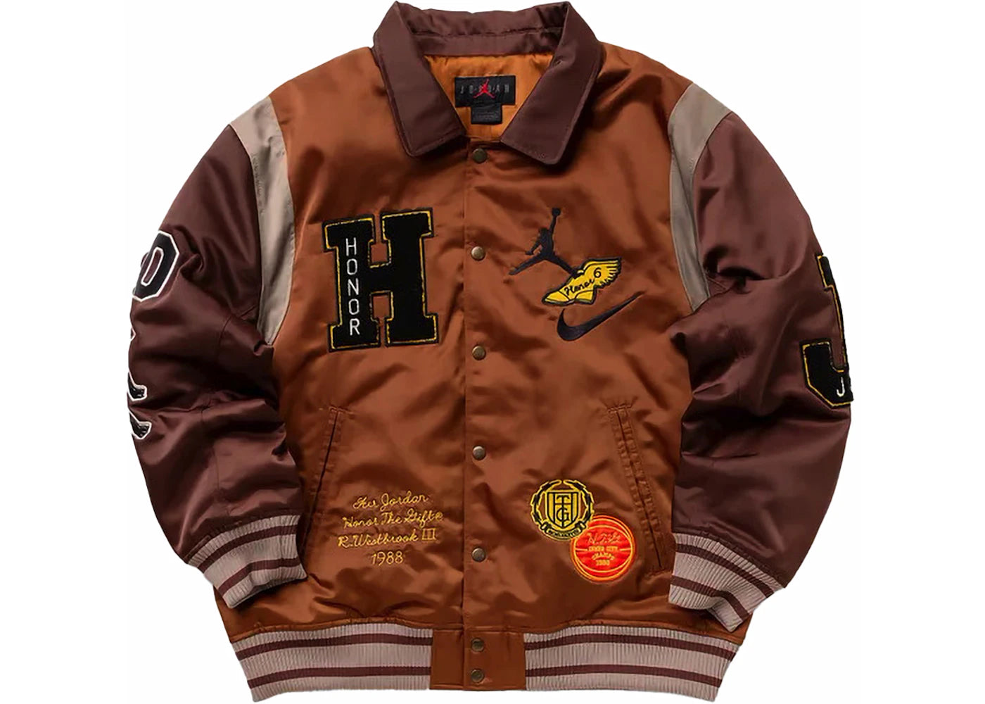 Jordan x Honor The Gift Westbrook Varsity Jacket Brown