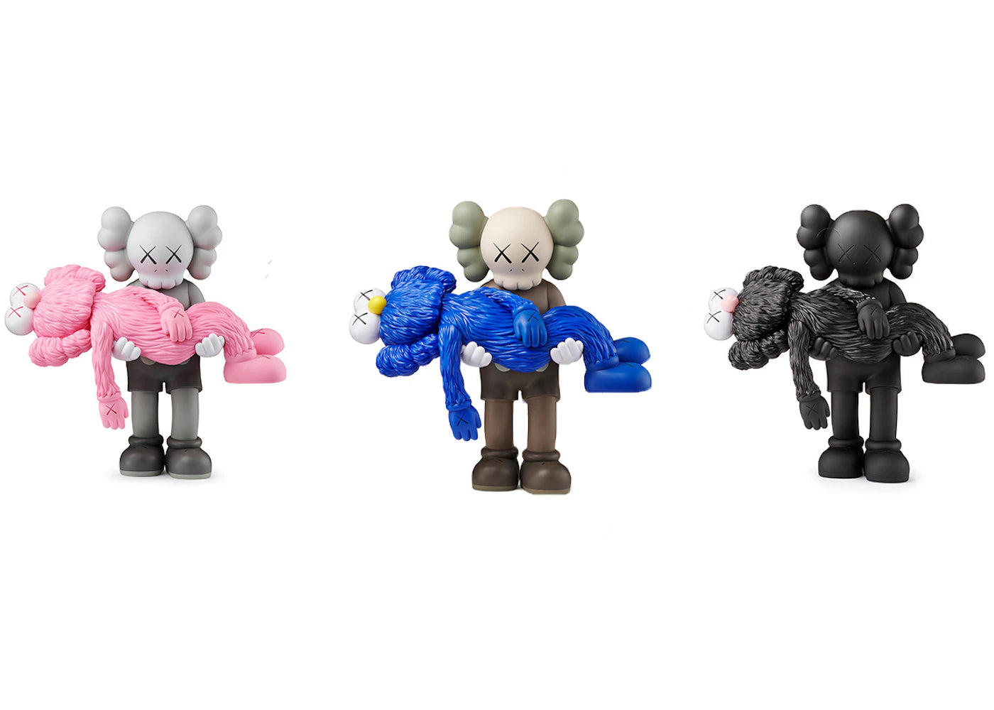 KAWS Gone Vinyl Figure Black/Brown/Grey Set