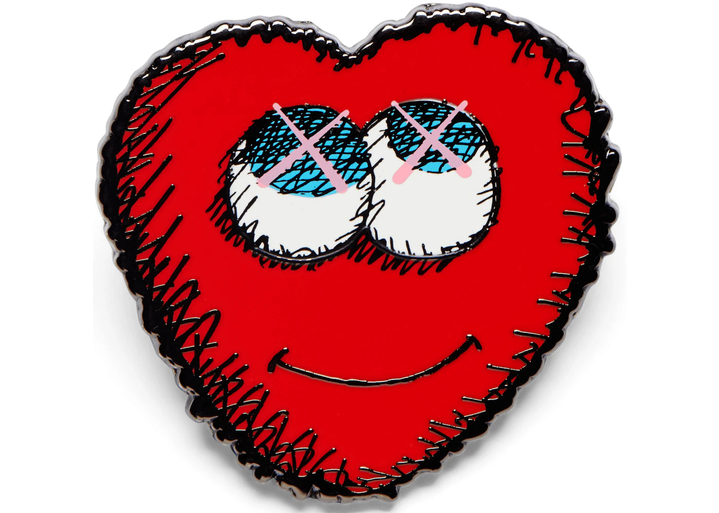 KAWS Heart Pin Red