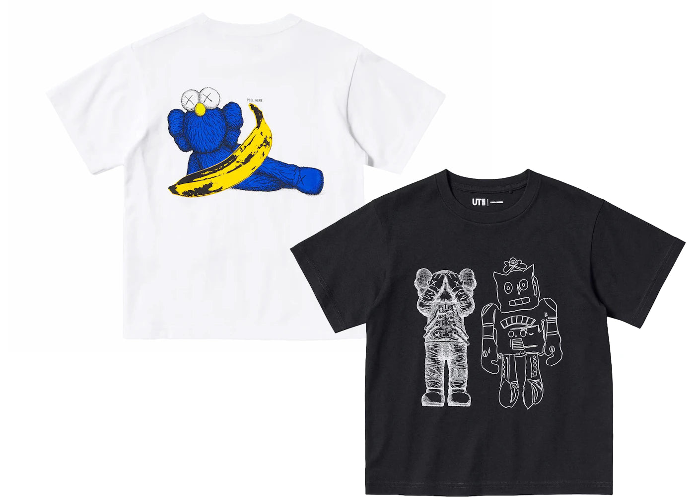 KAWS x Uniqlo Warhol Kids' UT Graphic 471935/476424 T-shirt Set (Asia Sizing) White/Black