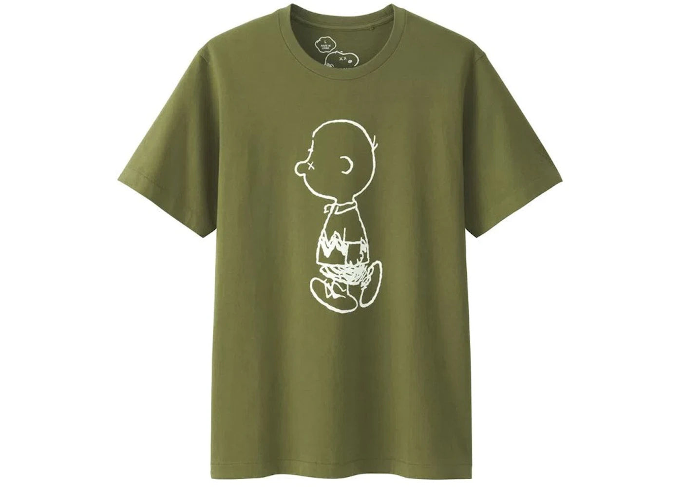 KAWS x Uniqlo x Peanuts Charlie Brown Tee Olive