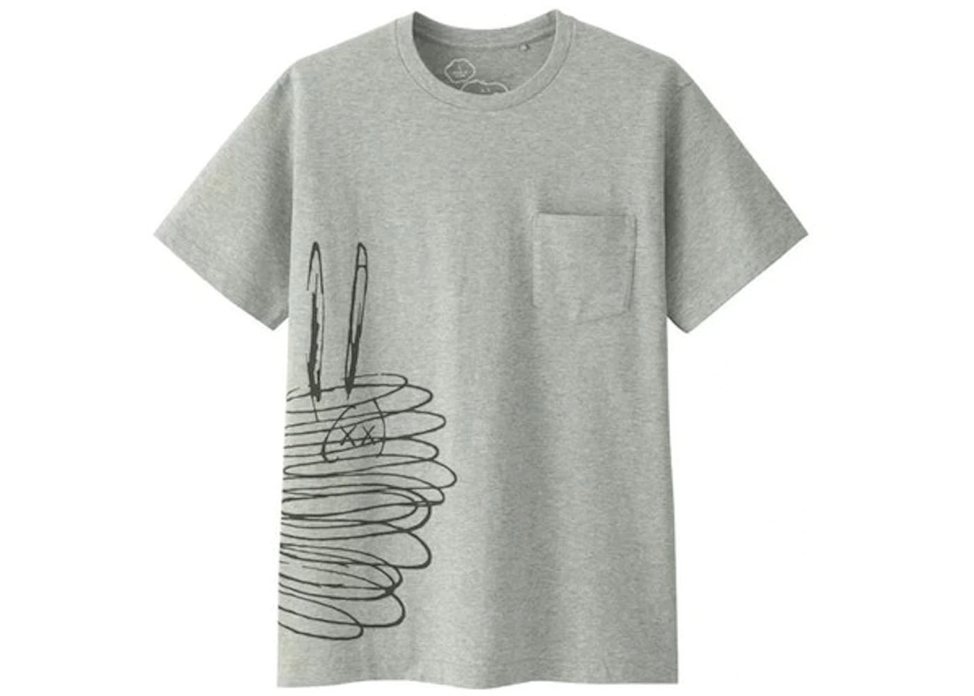 KAWS x Uniqlo x Peanuts Dust Cloud Pocket Tee Tee (Japanese Sizing) Gray