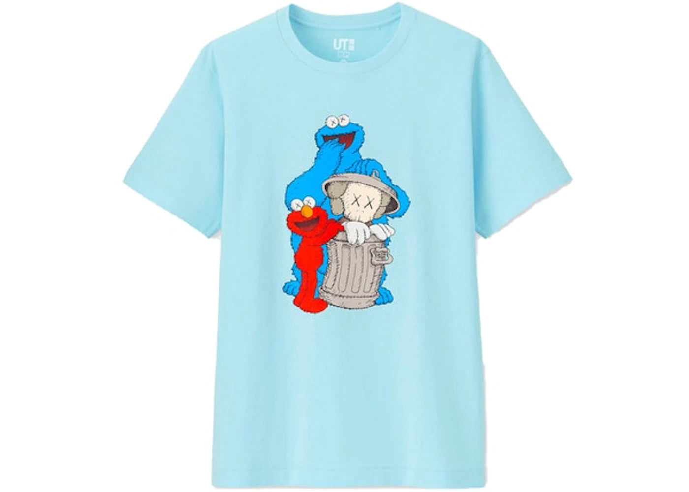 KAWS x Uniqlo x Sesame Street Companion Trash Can Tee (Japanese Sizing) Light Blue