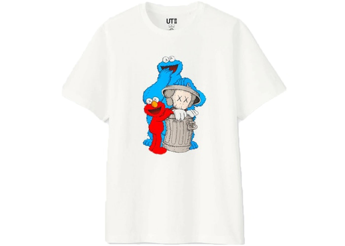 KAWS x Uniqlo x Sesame Street Companion Trash Can Tee (Japanese Sizing) White