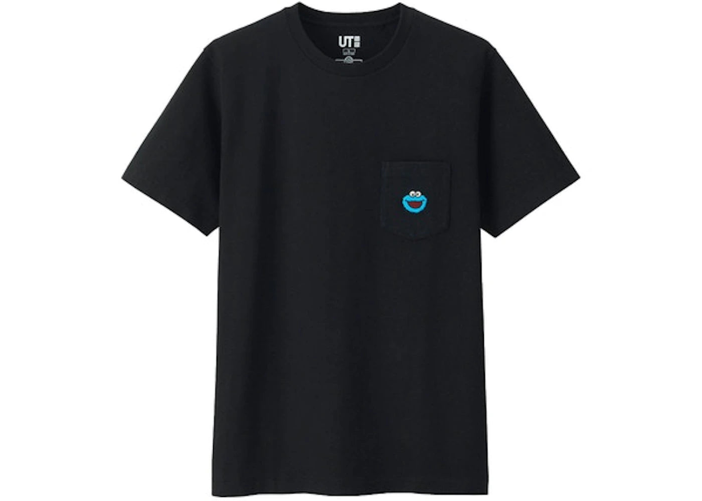 KAWS x Uniqlo x Sesame Street Cookie Monster Pocket Tee (Japanese Sizing) Black