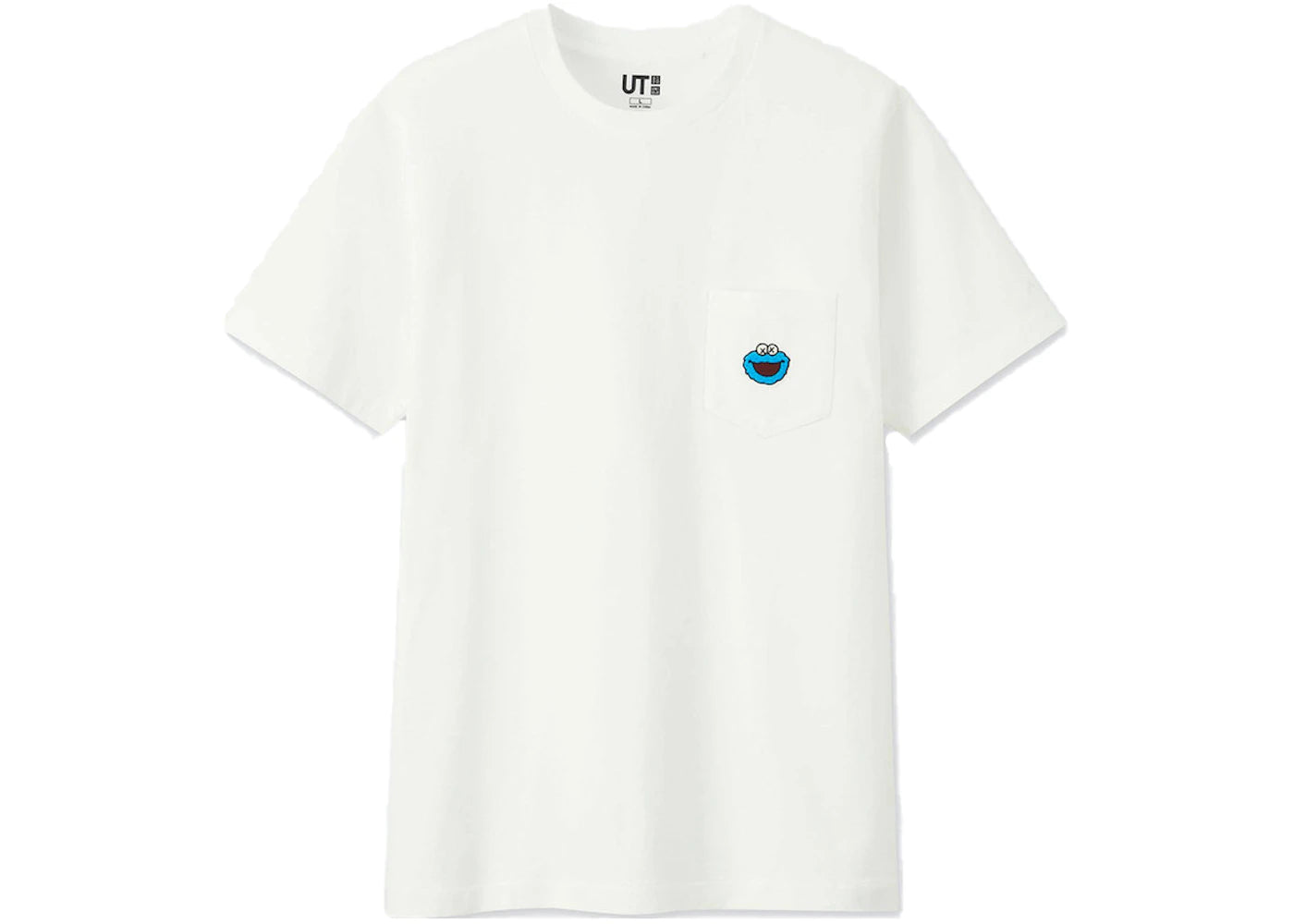 KAWS x Uniqlo x Sesame Street Cookie Monster Pocket Tee White