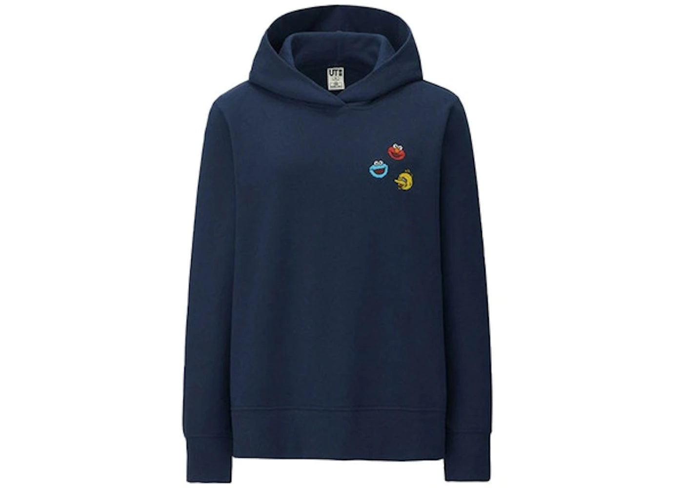 KAWS x Uniqlo x Sesame Street Elmo Cookie Monster Big Bird Heads Hoodie (Japanese Womens Sizing) Navy