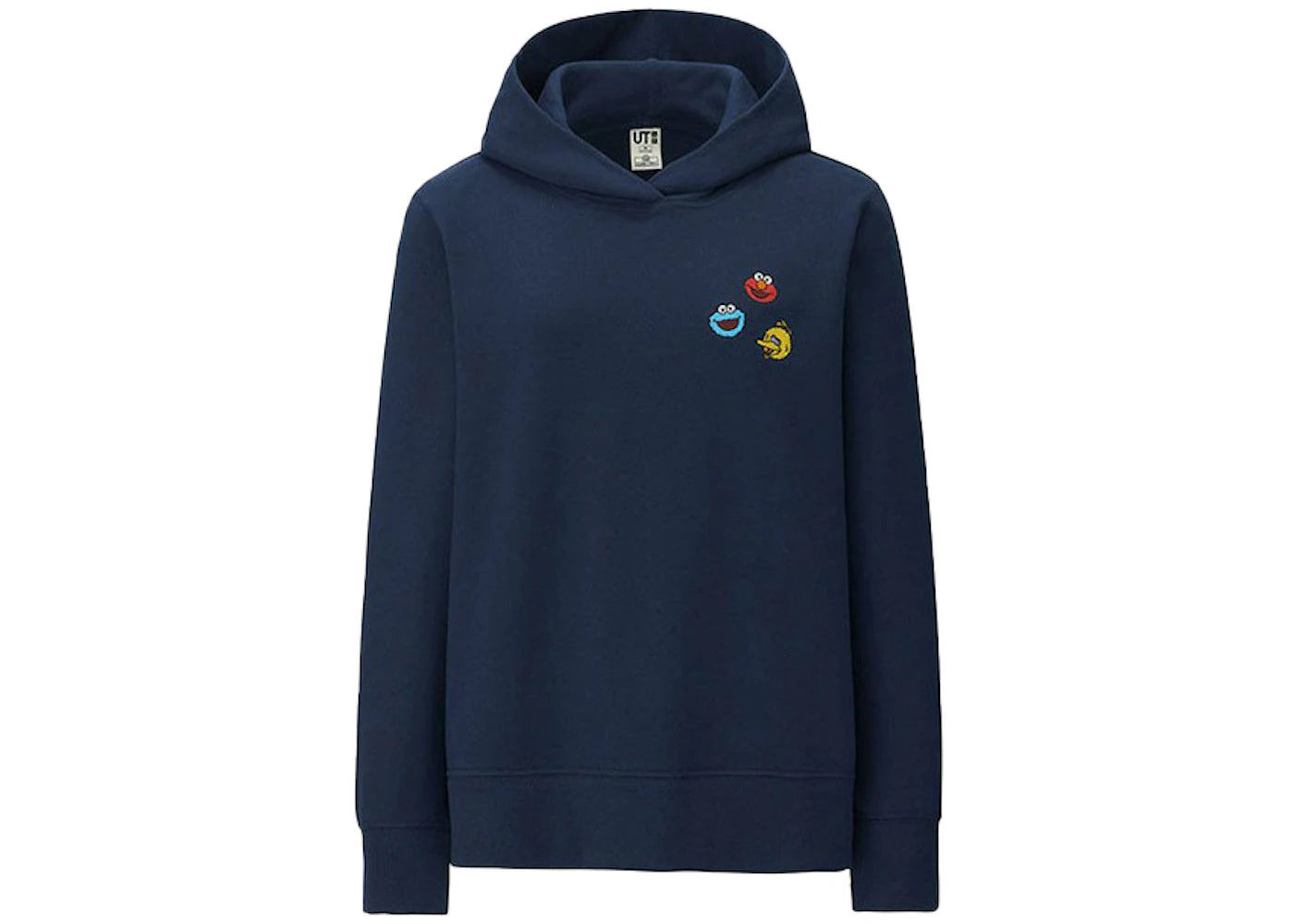 KAWS x Uniqlo x Sesame Street Elmo Cookie Monster Big Bird Heads Hoodie (US Womens Sizing) Navy