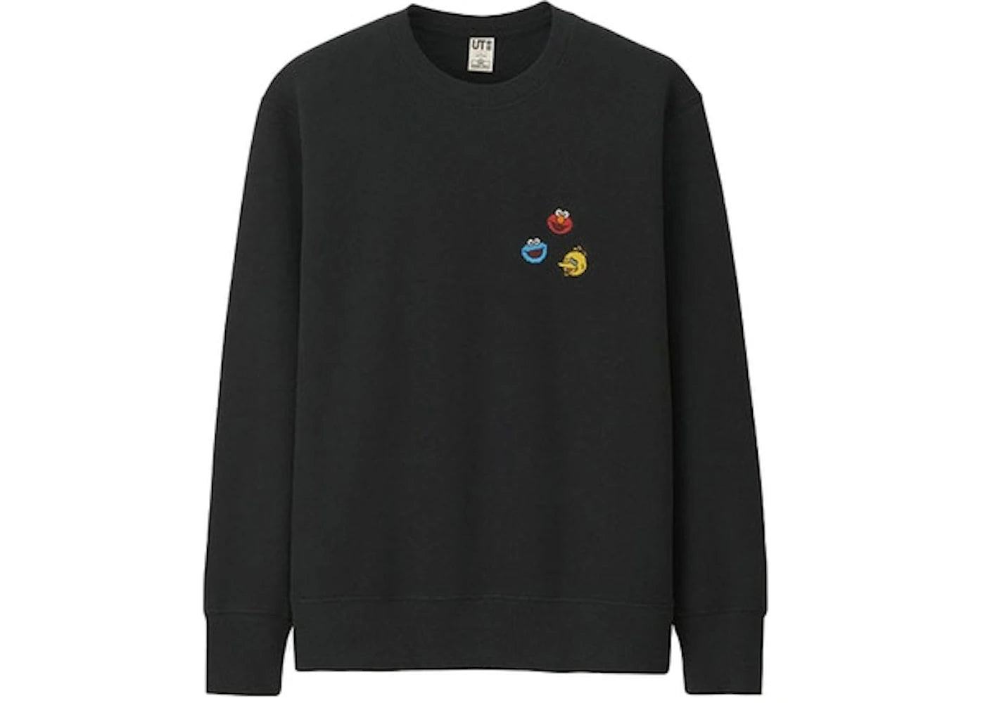 KAWS x Uniqlo x Sesame Street Elmo Cookie Monster Big Bird Heads Sweatshirt (Japanese Sizing) Black