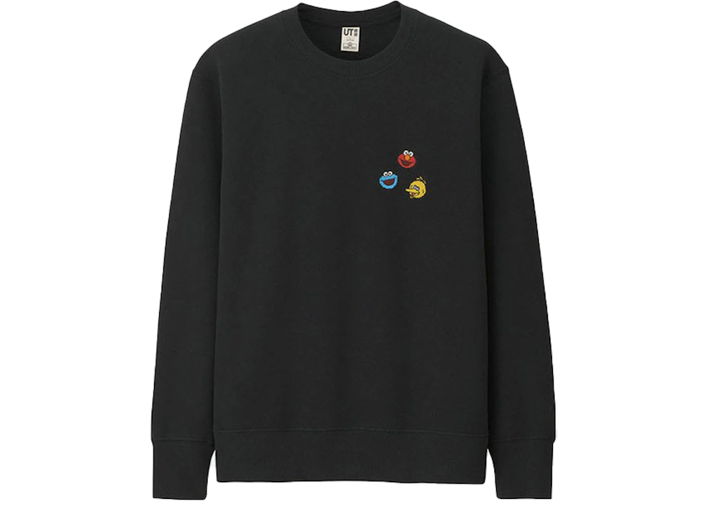 KAWS x Uniqlo x Sesame Street Elmo Cookie Monster Big Bird Heads Sweatshirt Black