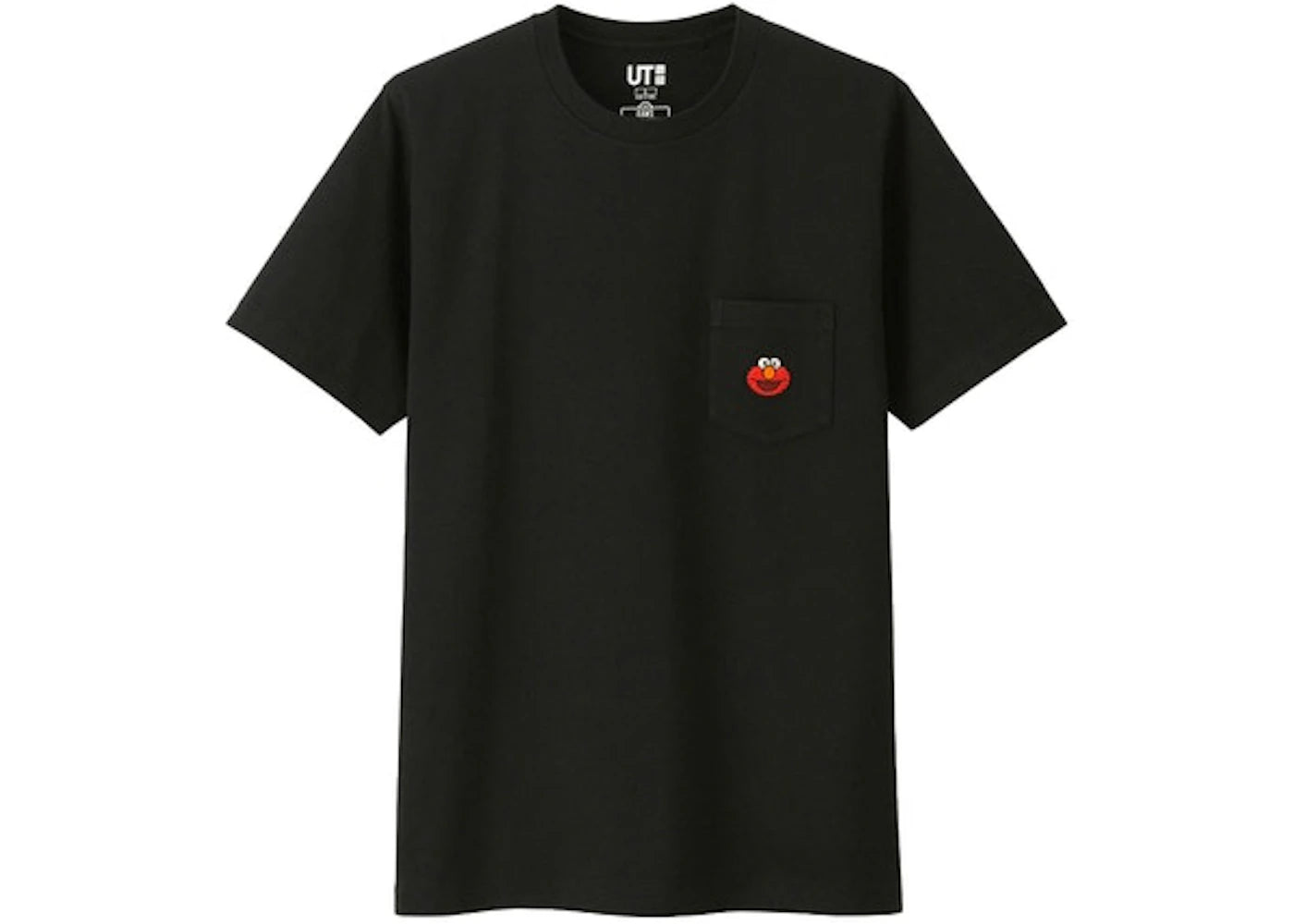 KAWS x Uniqlo x Sesame Street Elmo Pocket Tee (Japanese Sizing) Black