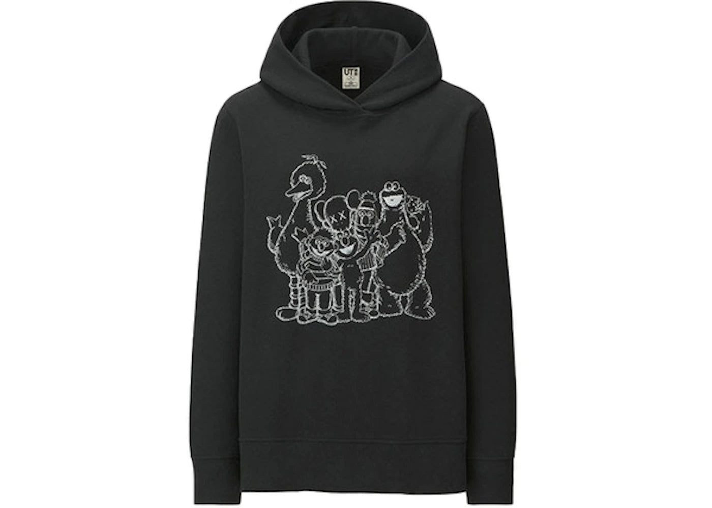 KAWS x Uniqlo x Sesame Street Group #2 Outline Hoodie (Japanese Womens Sizing) Black