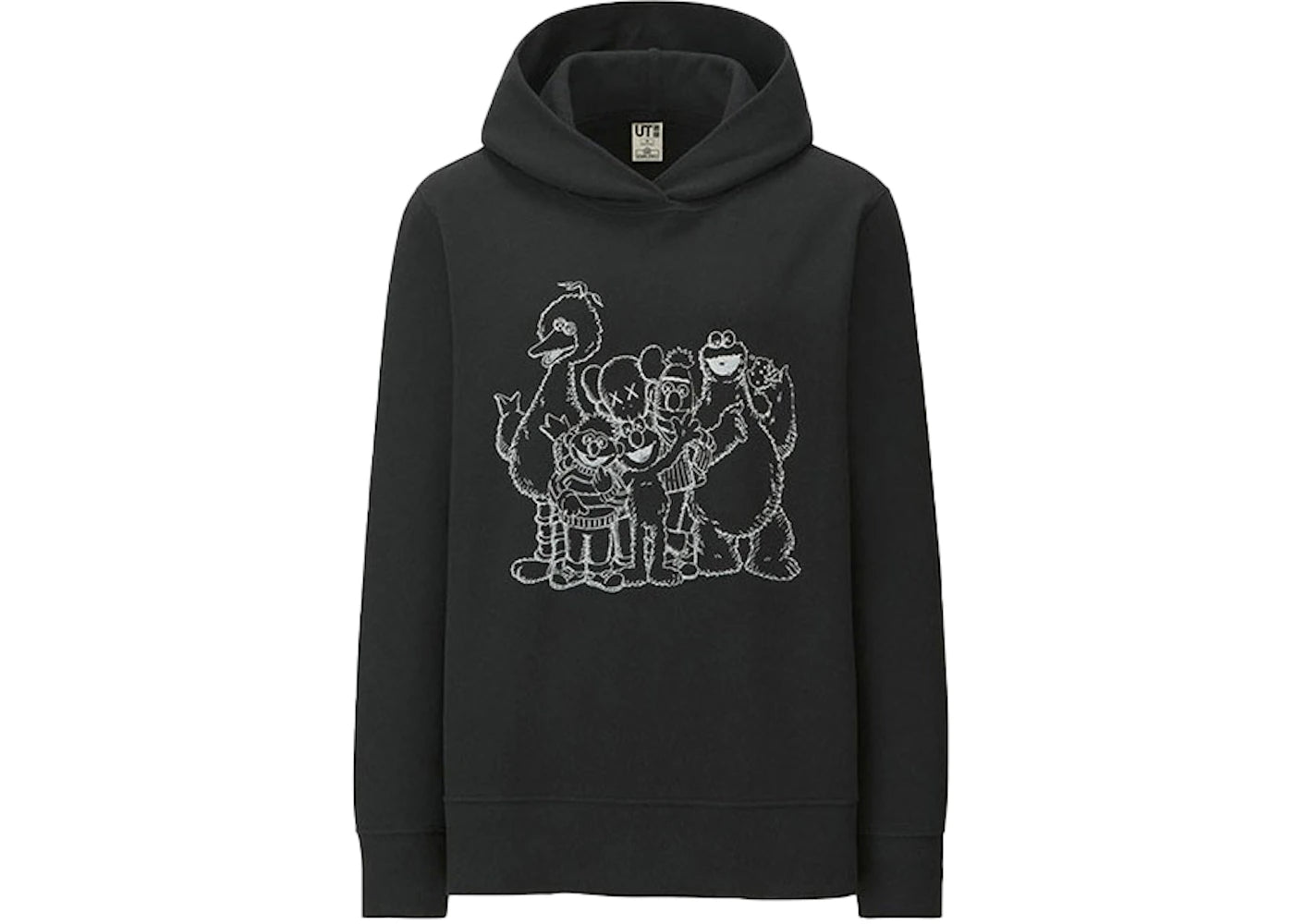 KAWS x Uniqlo x Sesame Street Group #2 Outline Hoodie (US Womens Sizing) Black