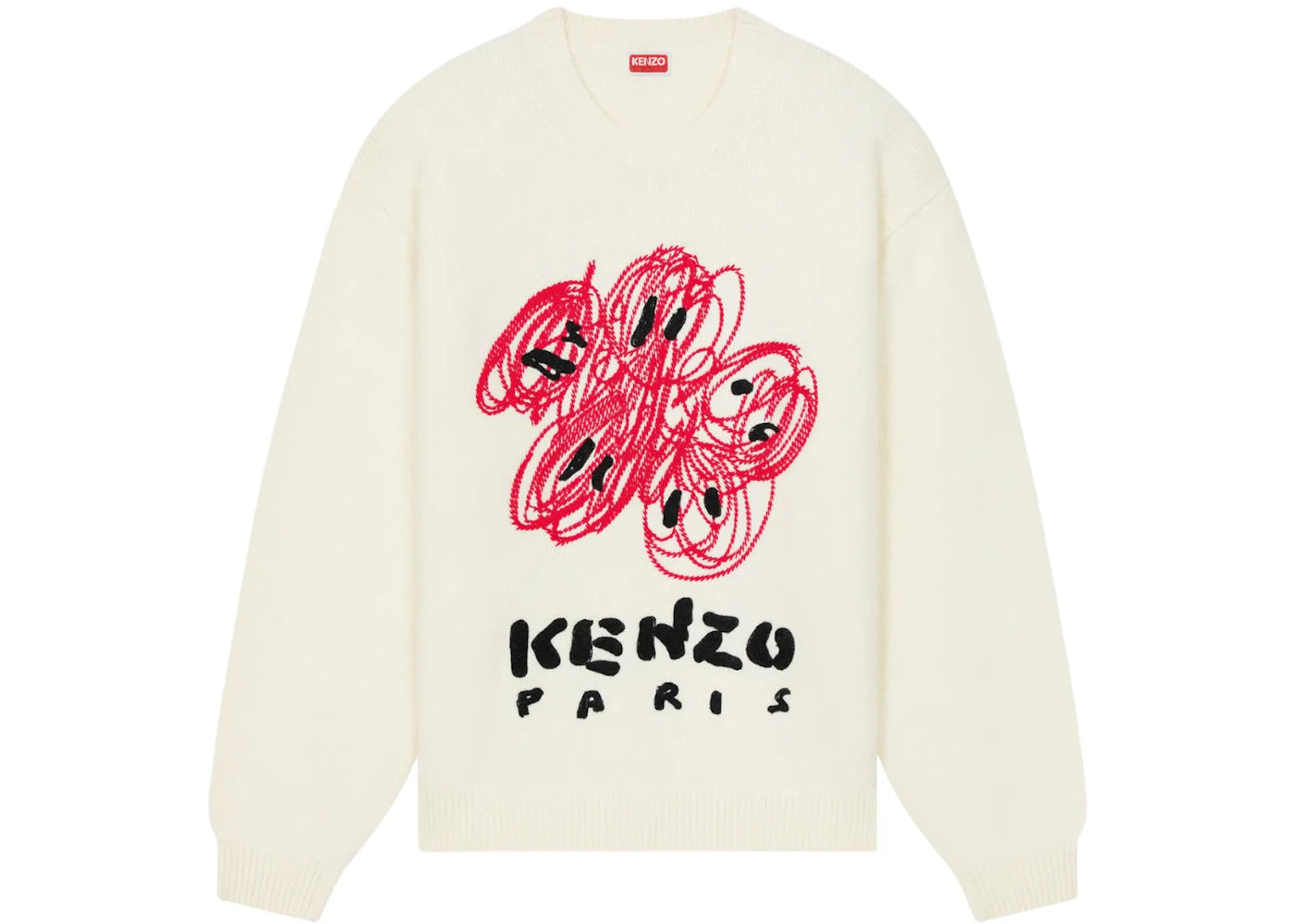 KENZO Drawn Varsity Boke Flower Sweater Off White