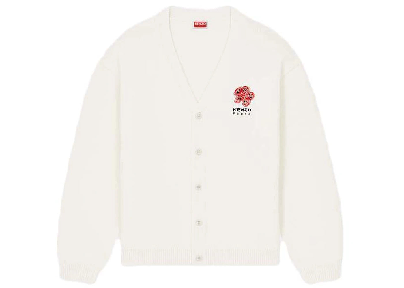 KENZO Drawn Varsity Embroidered Cardigan Off White