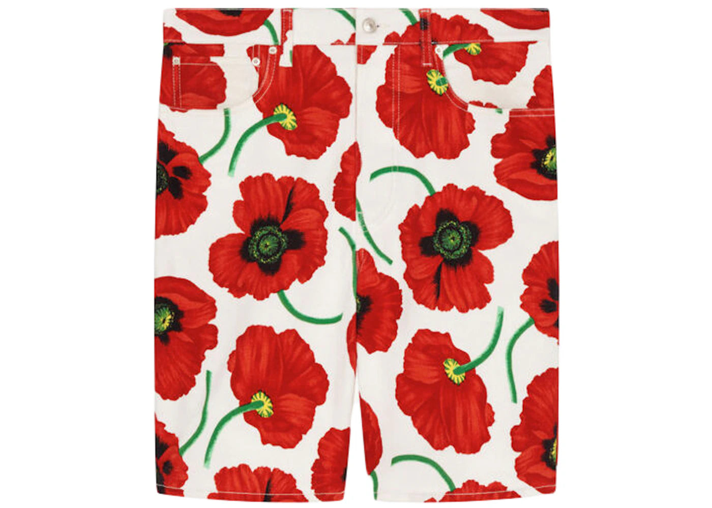 KENZO POPPY by Nigo Five Pocket Shorts White Red