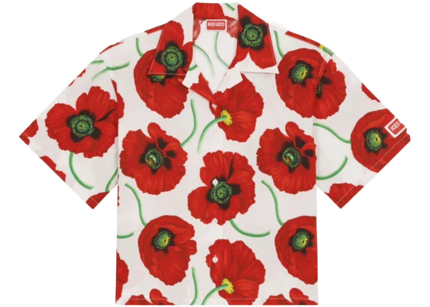 KENZO POPPY by Nigo Women's Hawaiian Shirt White Red