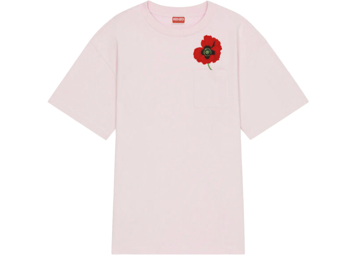 KENZO POPPY by Nigo Women's Oversized Pocket T-Shirt Faded Pink