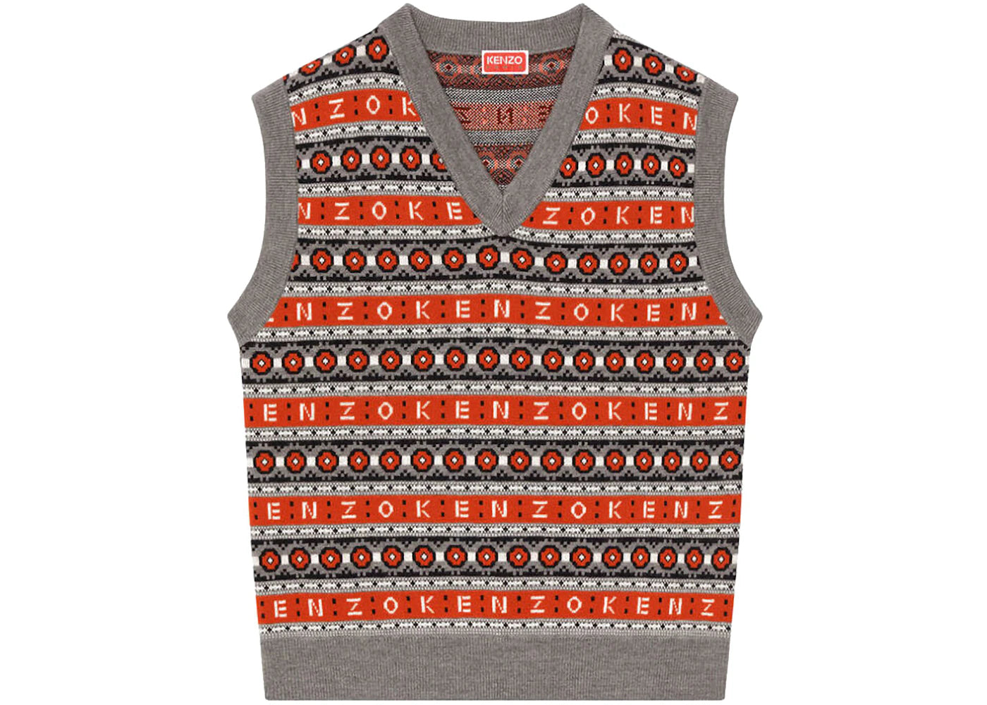 KENZO x Nigo Merino Wool Jacquard Jumper Vest Medium Red