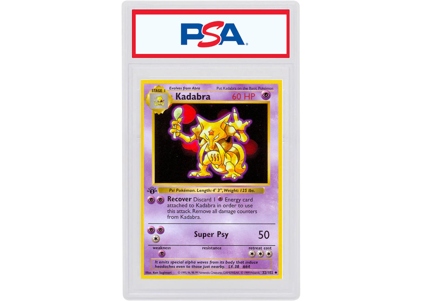 Kadabra 1999 Pokemon TCG Base Set 1st Edition #32/102 (PSA or BGS Graded)