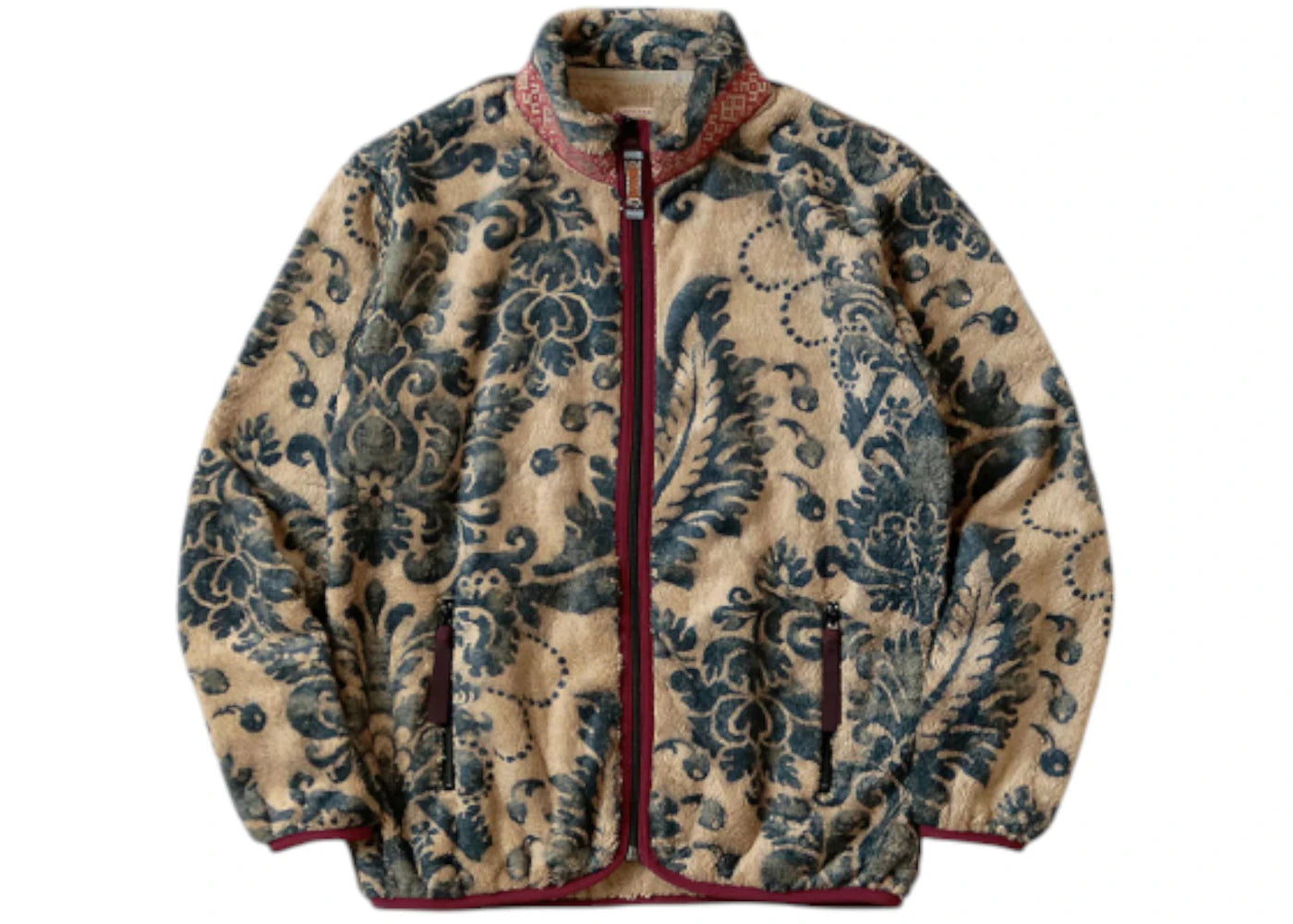 Kapital Damask Pattern Fleece Zip Jacket Beige