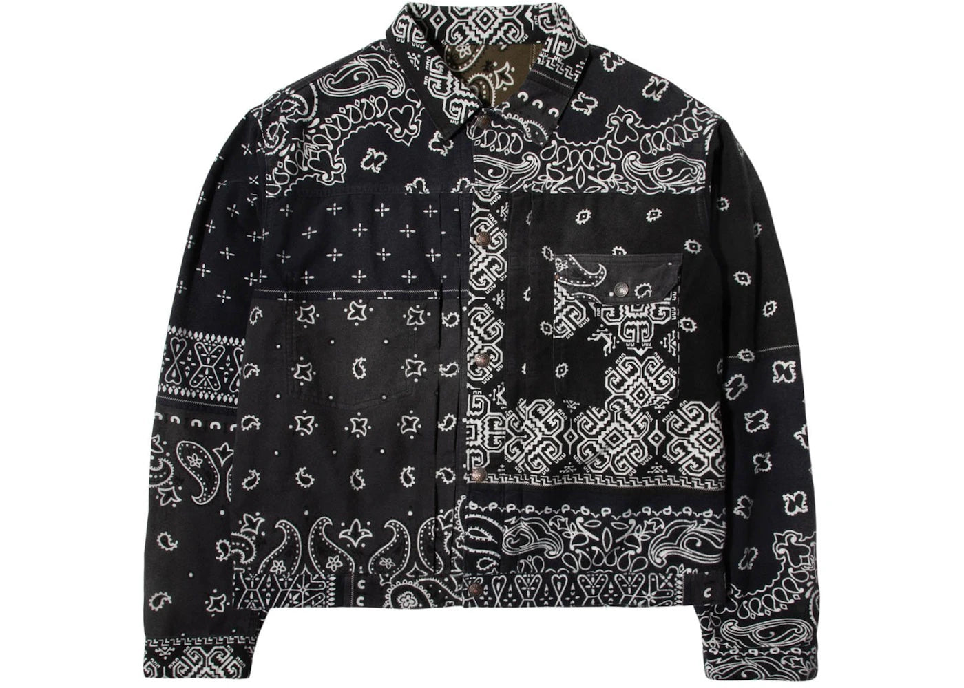 Kapital Flannel Reversible Bandana 1st Jacket Black/Khaki