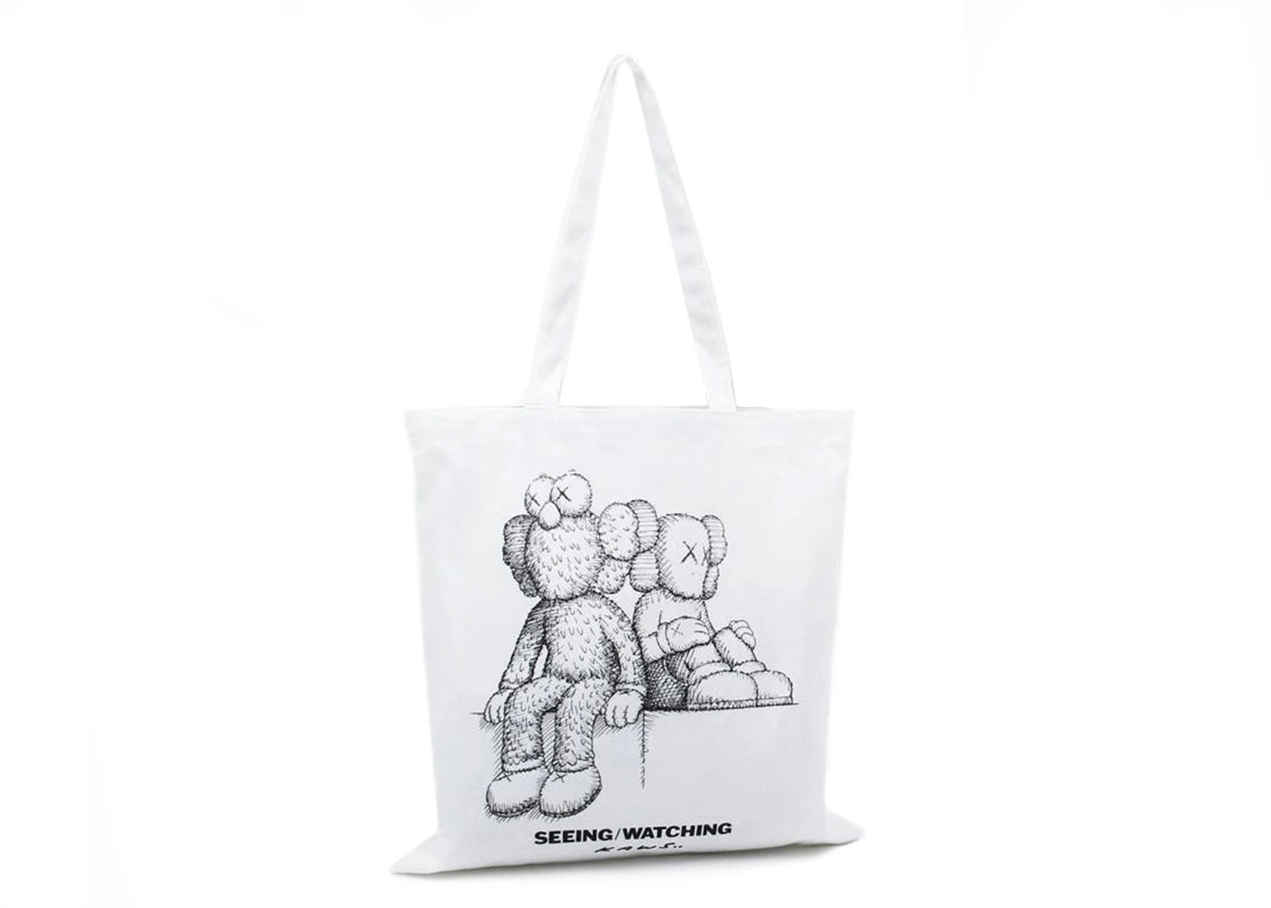 KAWS Seeing/Watching Sketch Tote Bag White