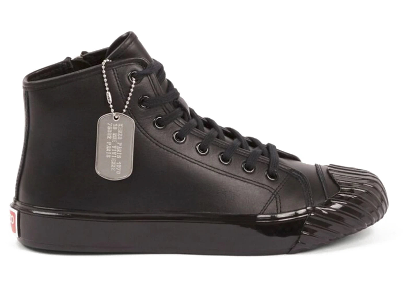 Kenzo School High Top Trainers Leather Triple Black