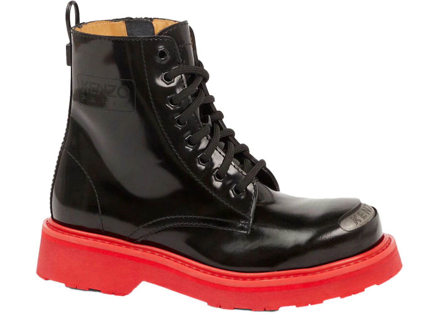 Kenzosmile Lace Up Boots Black Spazzolato Leather Red Sole (Women's)