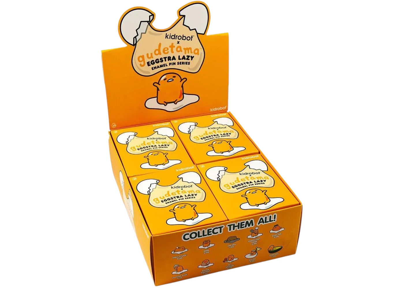 Kidrobot Gudetama Eggstra Lazy Enamel Pin Series Casepack (20 Blind Boxes)