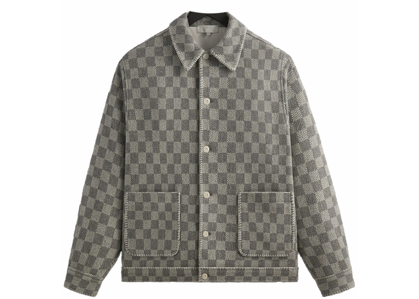 Kith Check Boucle Boxy Collared Overshirt Steel