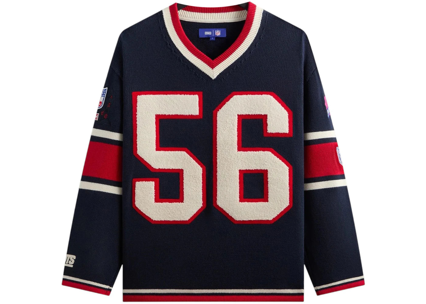 Kith x NFL New York Giants V-Neck Beau Knit Sweater Nocturnal