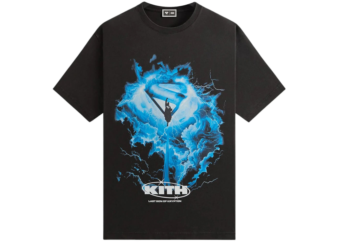 Kith x Superman 2025 Movie Lightning Vintage Tee Black