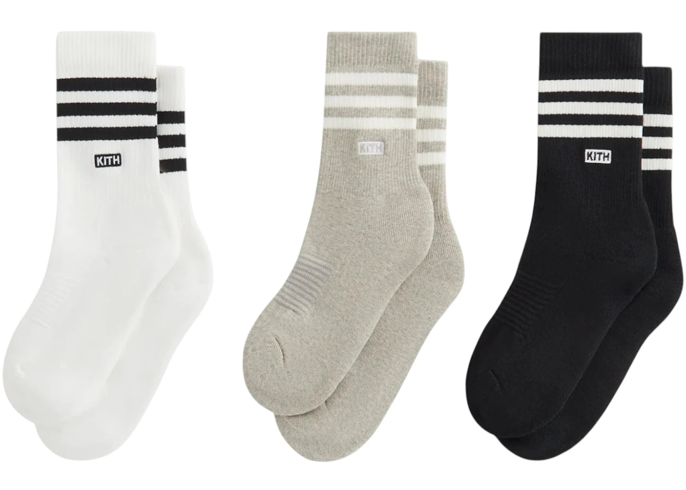 Kith x adidas Football Socks (Set of 3) White/Gray/Black