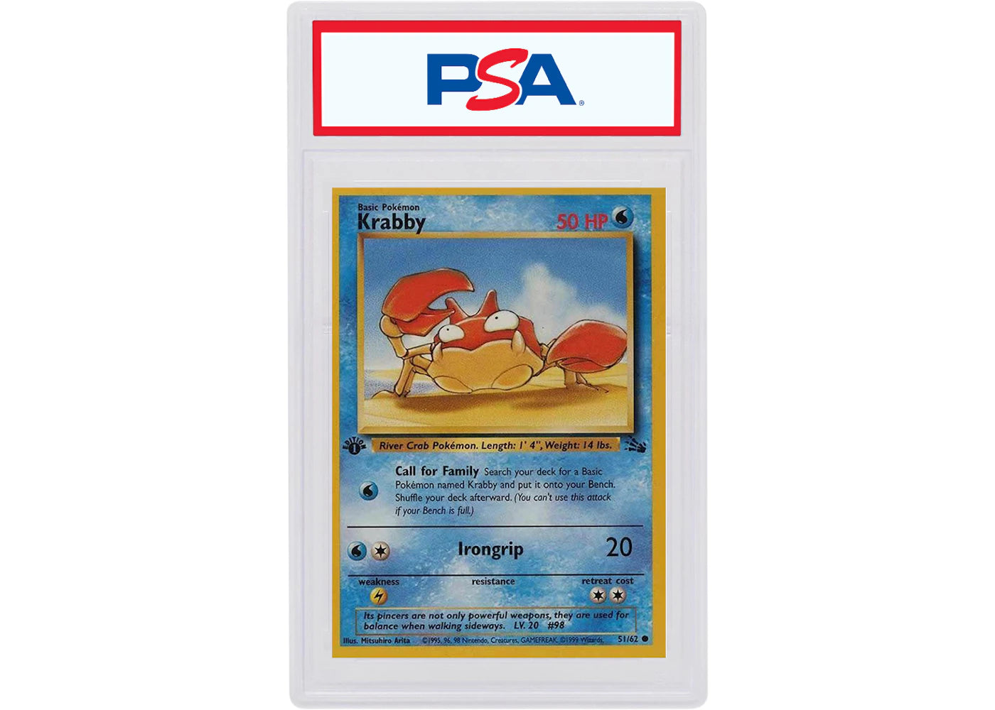 Krabby 1999 Pokemon Fossil 1st Edition #51 (PSA or BGS Graded)