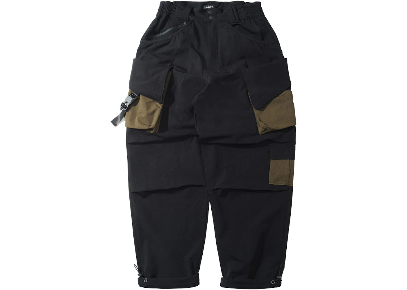 LAKH Twelve Pockets Nylon Cargo Pants Black/Olive