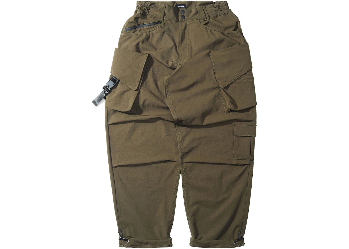 LAKH Twelve Pockets Nylon Cargo Pants Olive