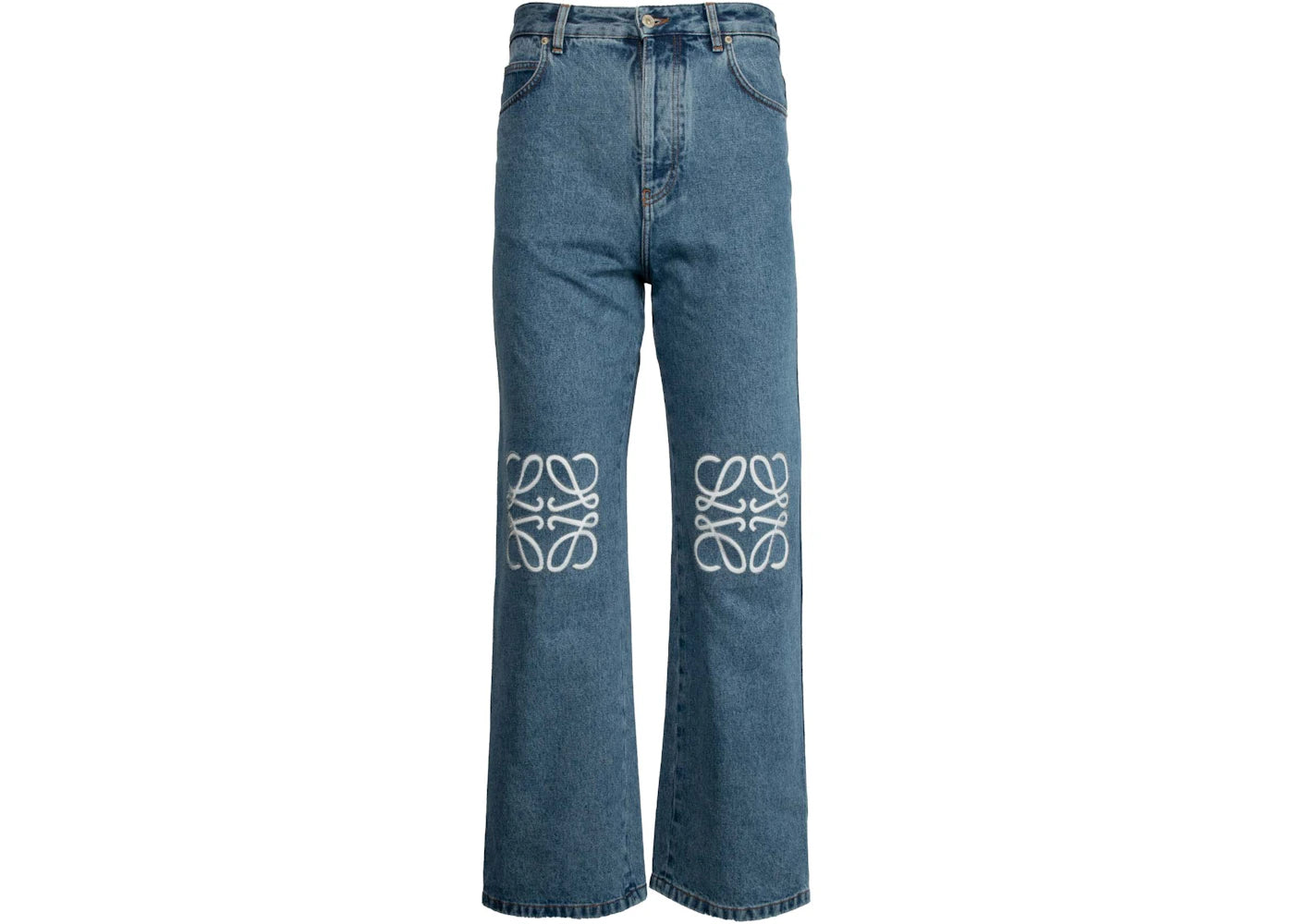 LOEWE Anagram Baggy Jeans In Denim Mid Blue Denim