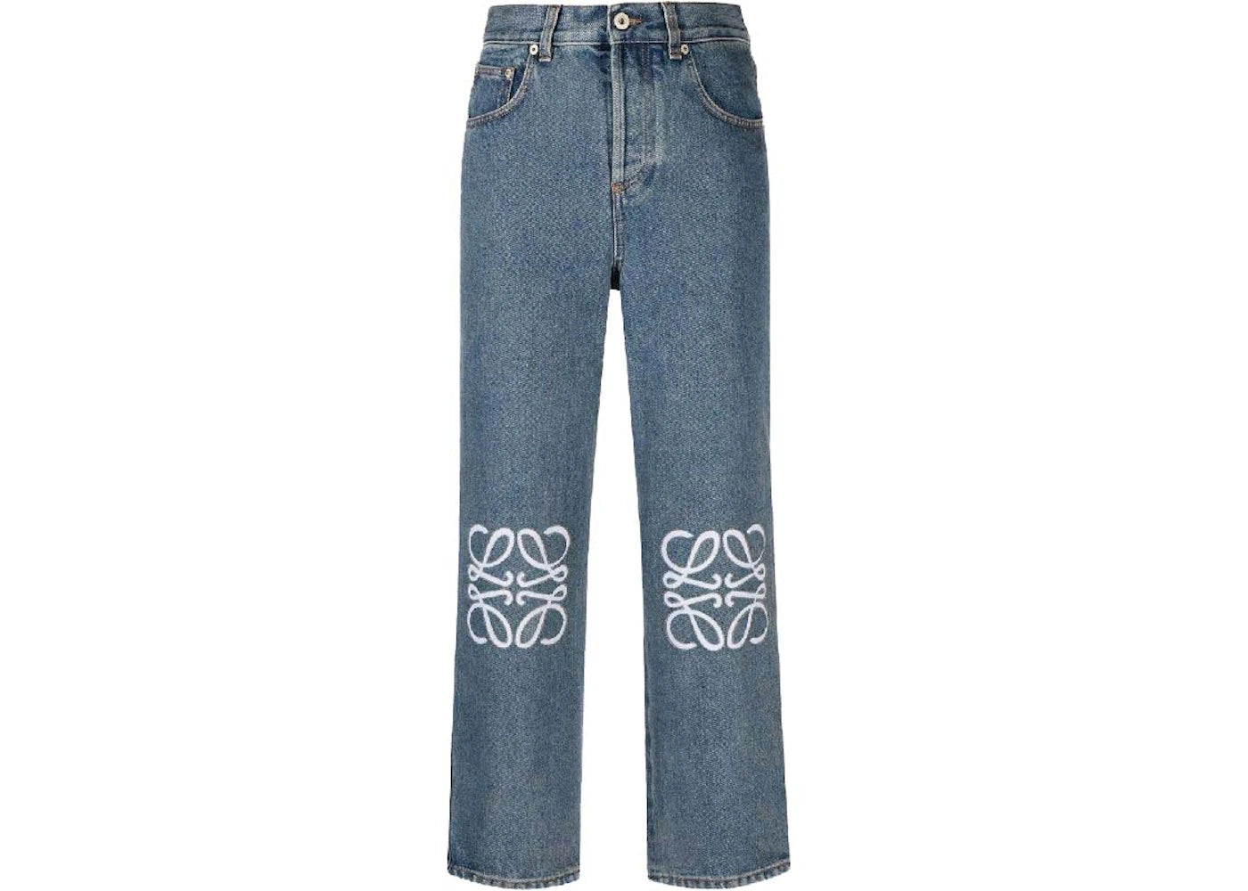 LOEWE Anagram Cropped Jeans in Denim Mid Blue