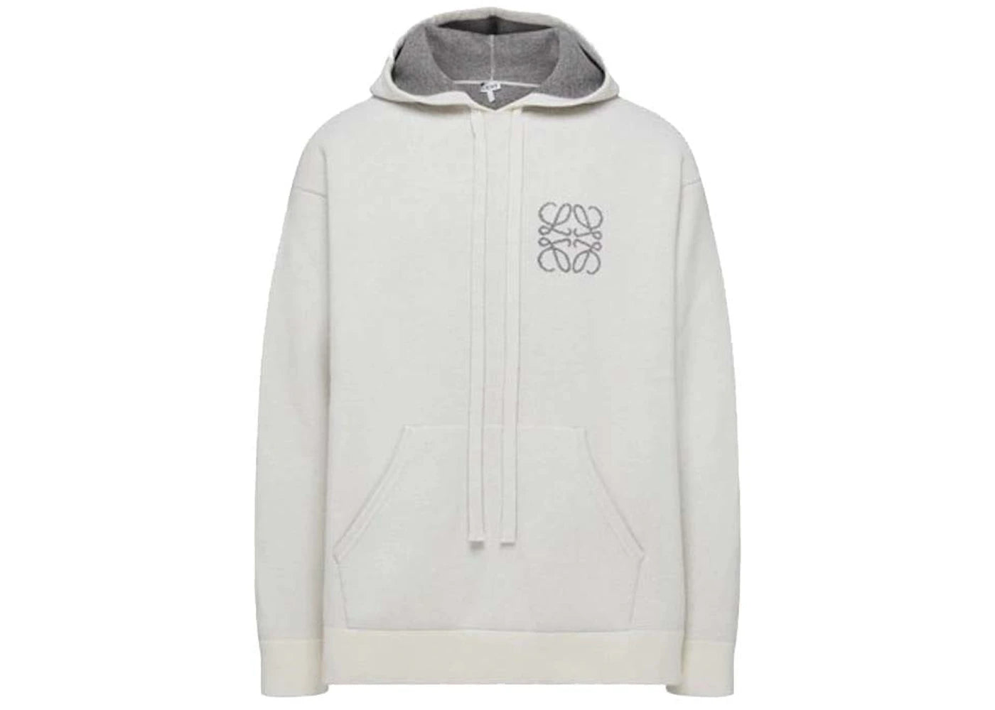 LOEWE Anagram Knit Wool Hoodie Ice White