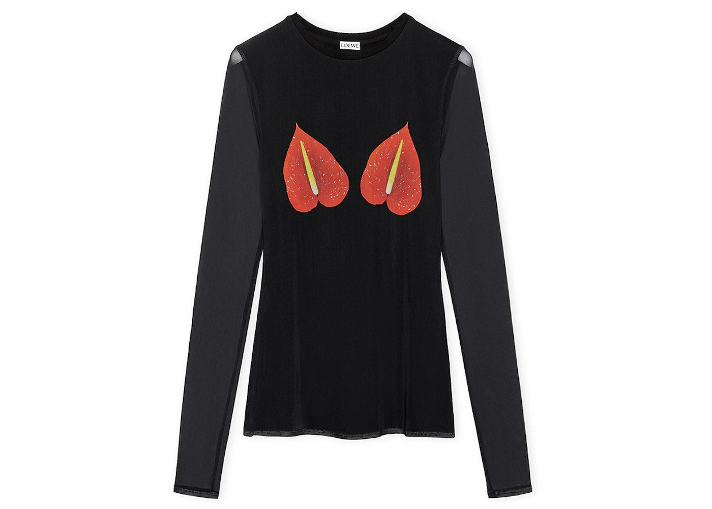 LOEWE Anthurium Semi Sheer Mesh Top Black/Red
