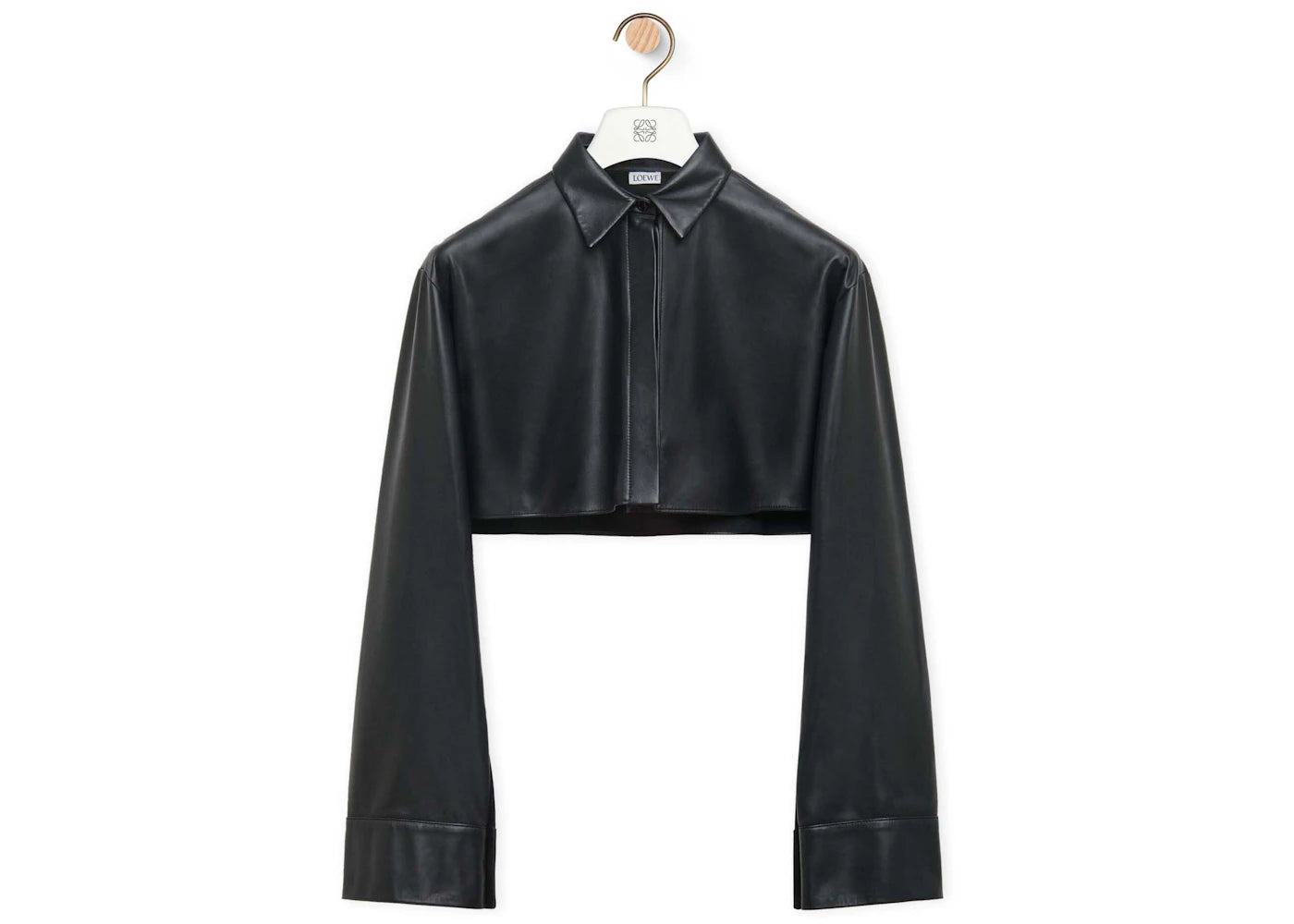 LOEWE Cropped Shirt in Nappa Lambskin Black