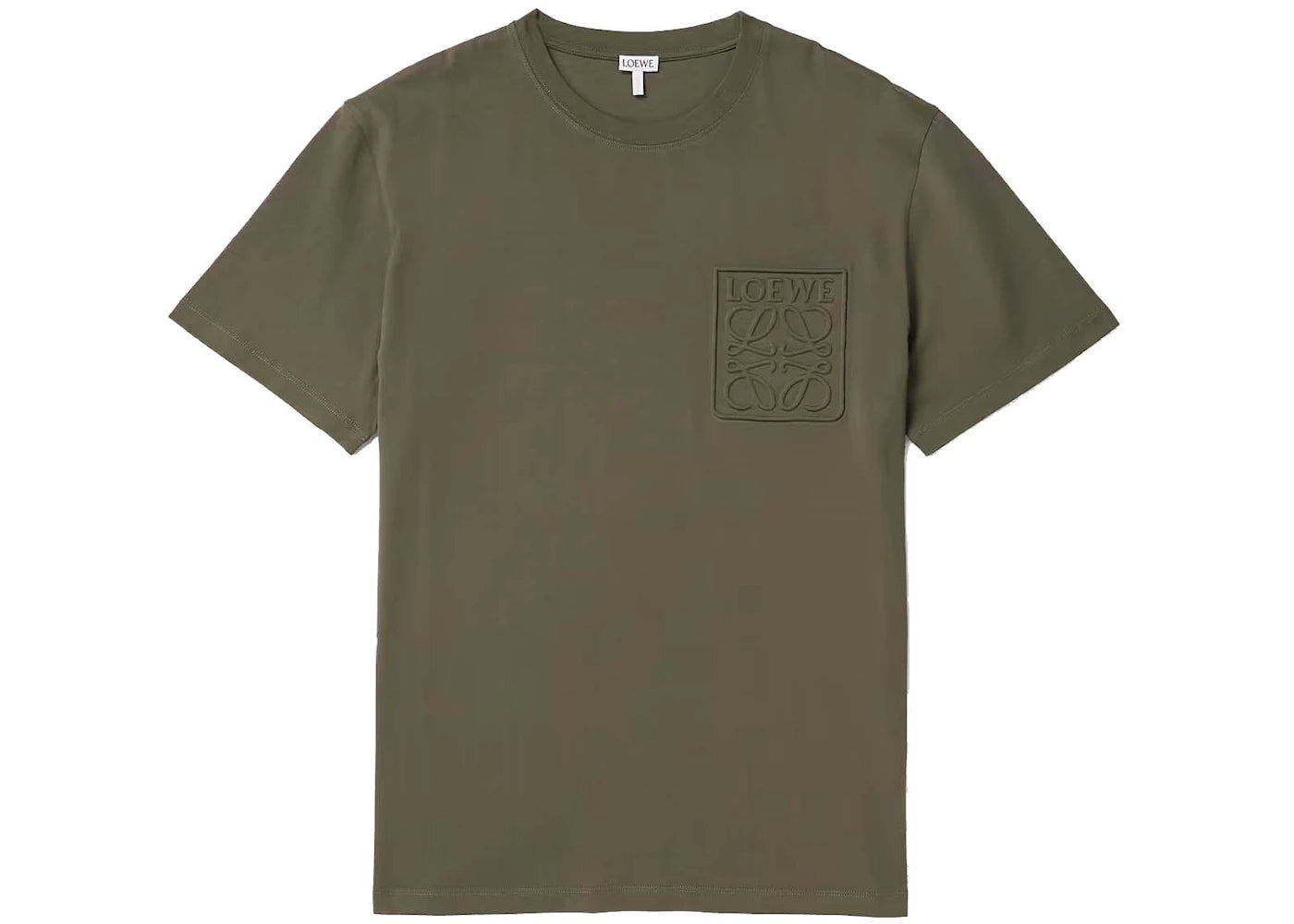 LOEWE Debossed Anagram Cotton T-Shirt Dark Khaki Green