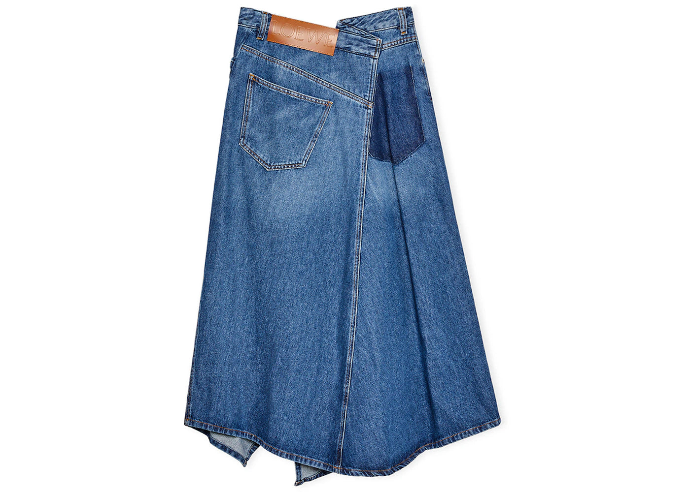 LOEWE Deconstructed Midi Denim Skirt Sporty Blue