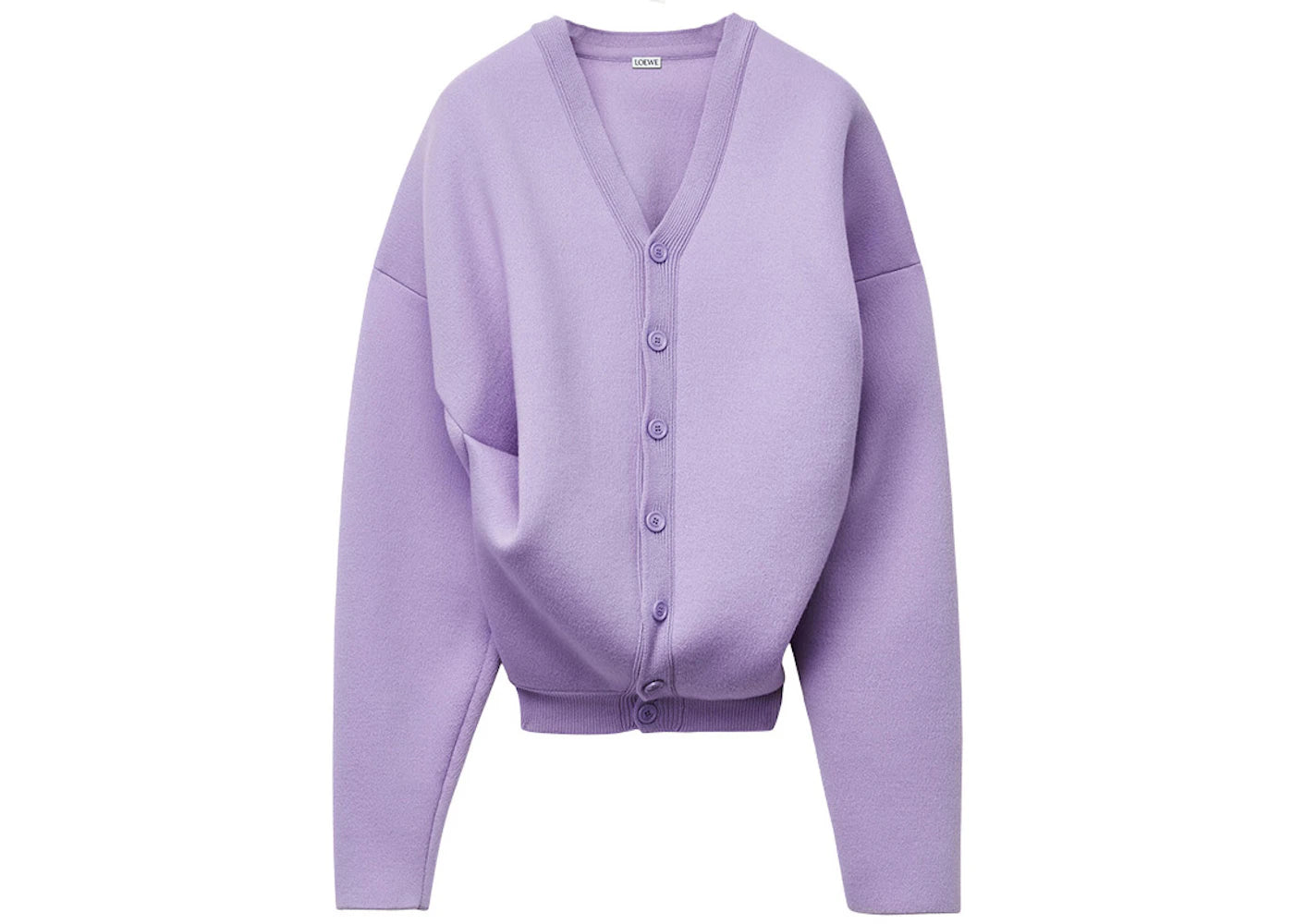 LOEWE Draped Cardigan in Wool Light Lilac